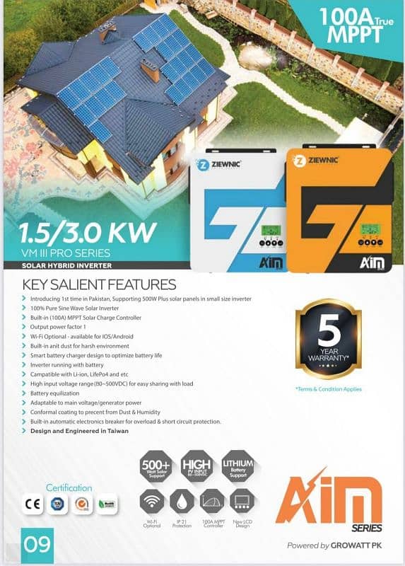 Ziewnic AIMS PRO series 1.5KW solar inverter 1