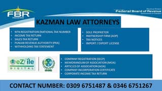 INCOME TAX FILER (FBR) | COMPANY REGISTRATION (SECP) | SECP | FBR