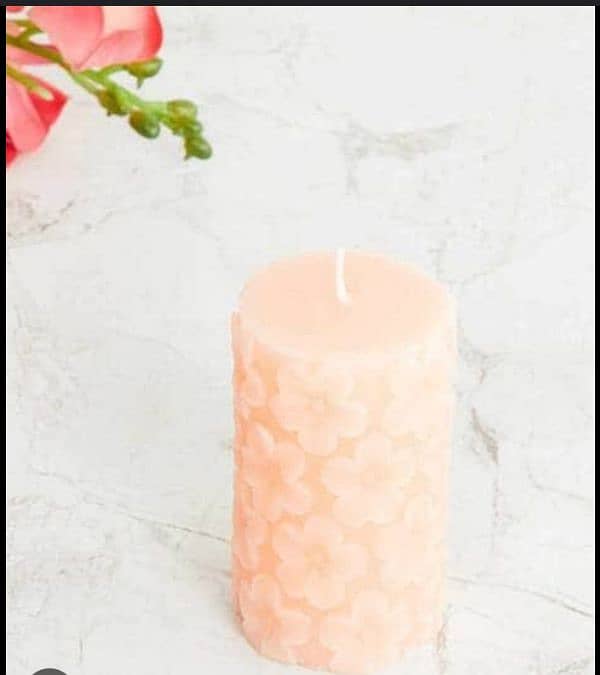 (1) Piece large flower pillar beeswax candle from home decor 3