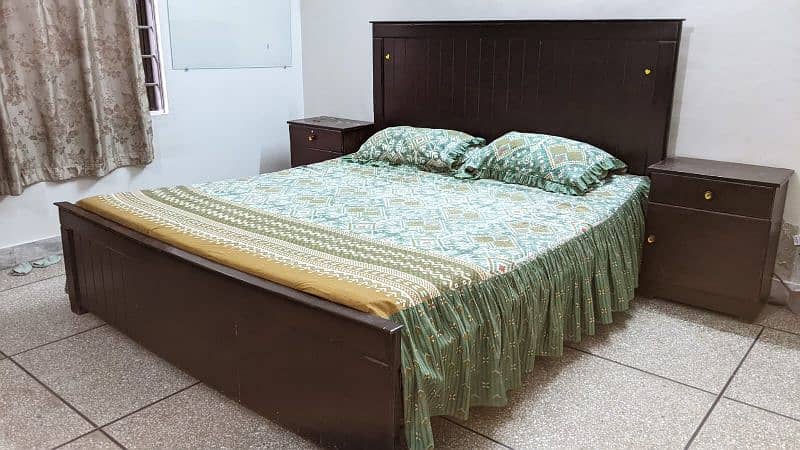 Double Bed with side tables & mattress for sale 1