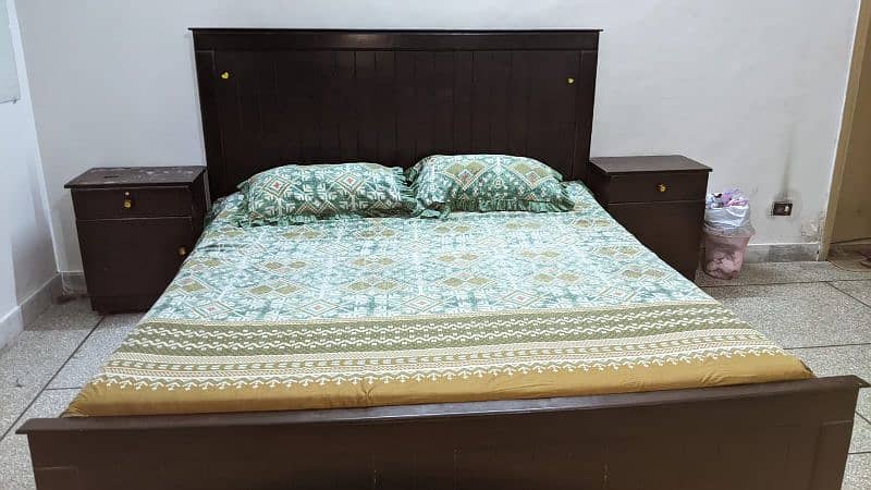 Double Bed with side tables & mattress for sale 2