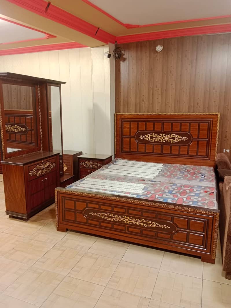 Double bed/king size bed/dressing table/bed set/wooden bed/furniture 5