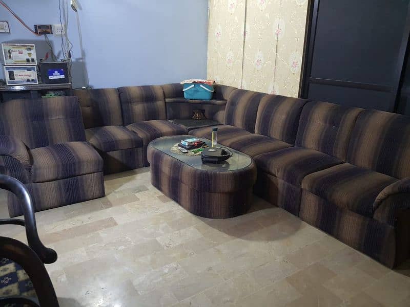 7 seater sofa set with with 1 corner & 1 center table 0