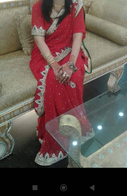 Red chiffon saree 2