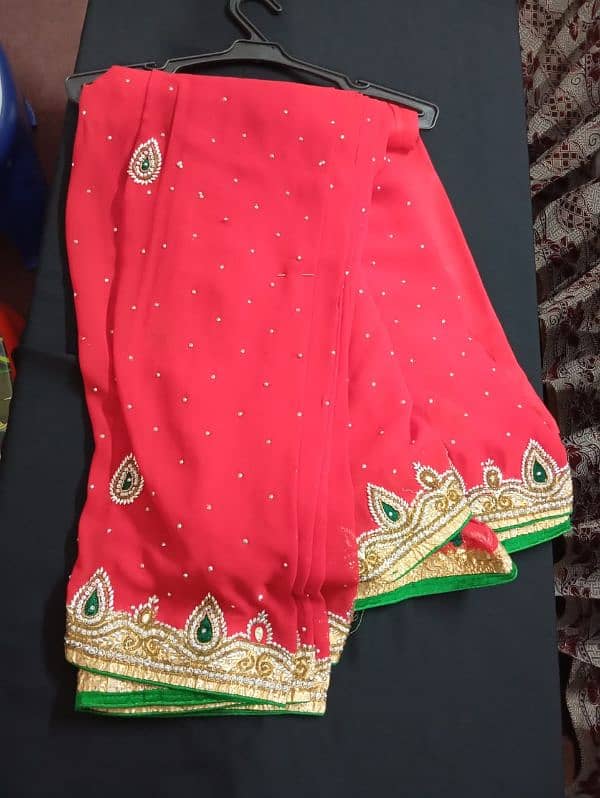 Red chiffon saree 3