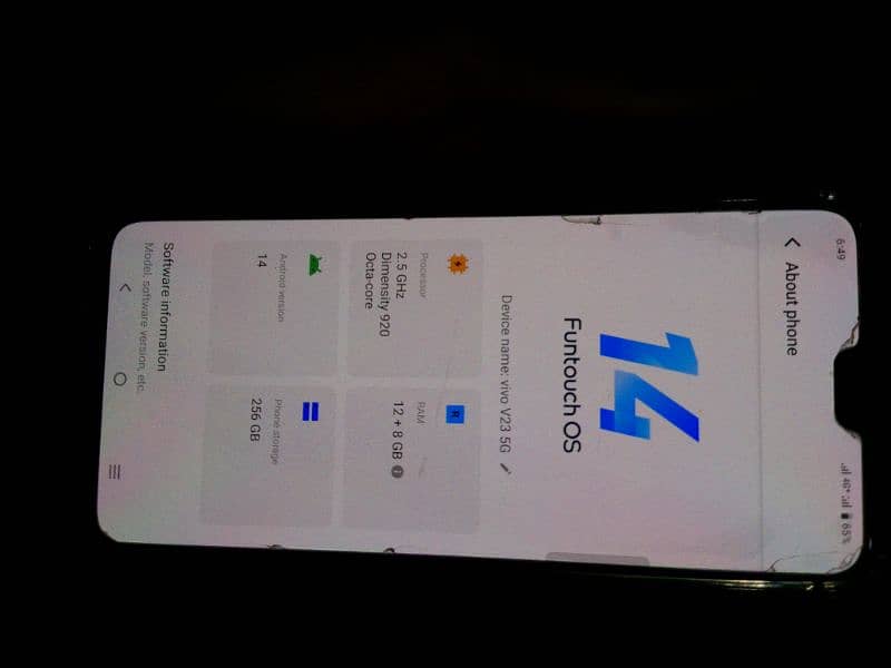 vivo v23, 5G mobile 12+8 RAM 256 ROM with box  and charger 5