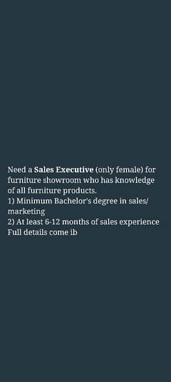 Sale's Girl for furniture business