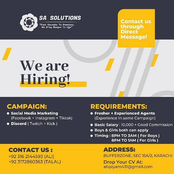 We Are Hiring. . ( SA Solutions ) 0