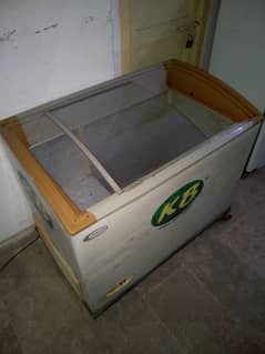 Waves glass door freezer with iron trolley, Dawlance small fridge