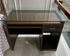 Computer Table with Glass top.