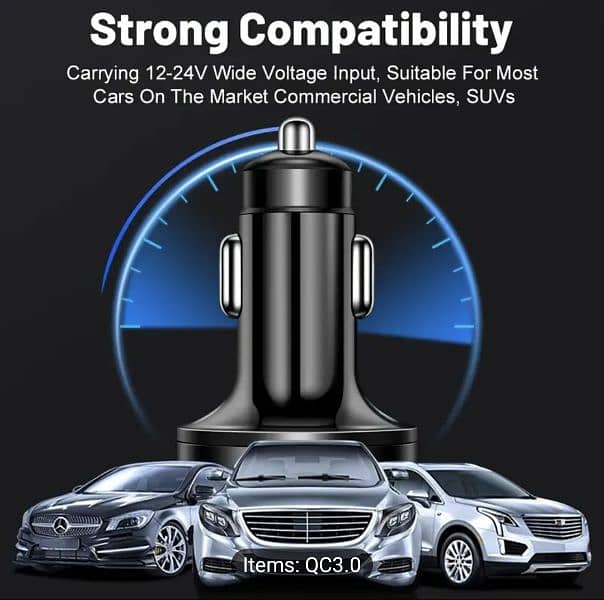 6-in-1 Car Charger with Display, Fast Charging Dual PD. 2