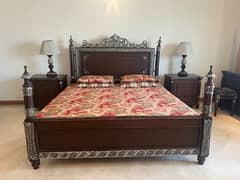 complete bed set with dressing table and stool