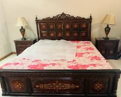 pure wooden  bed with side tables