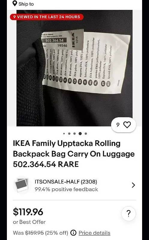 IKEA travelling bag with stripes and wheel system both 14