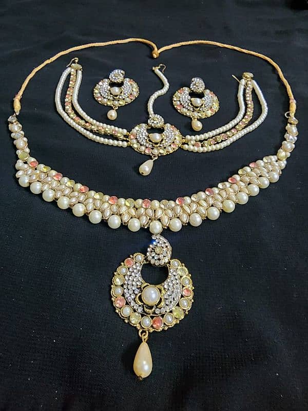 1 karot gold set and antique real pearl set 6