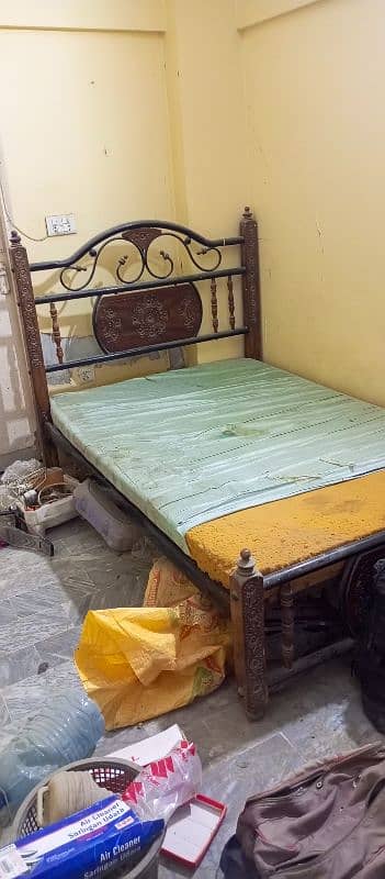 rod iron wooden style single bed for sale 3