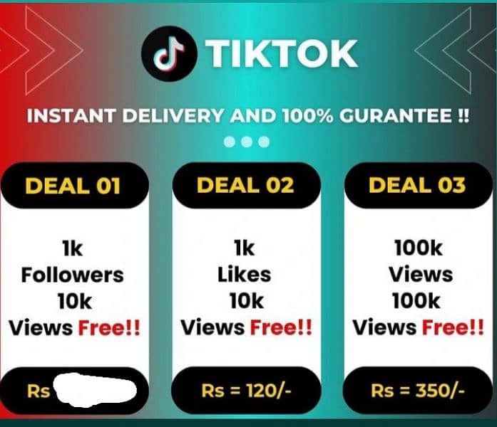 TikTok likes followers views service 0