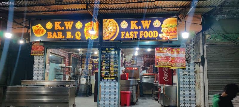 k. w fast food and bar. B. Q 5