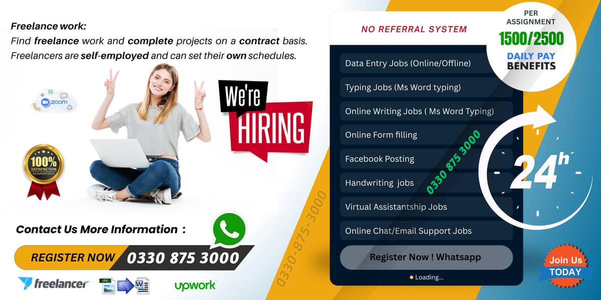 Online jobs/full time/part time/simple typing jobs for boys and girls 0