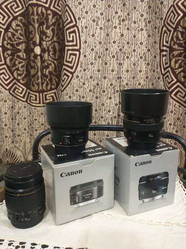 Canon 50mm 1.4 Lens and 50mm 1.8 lens and 28-80 3.5 lens 1