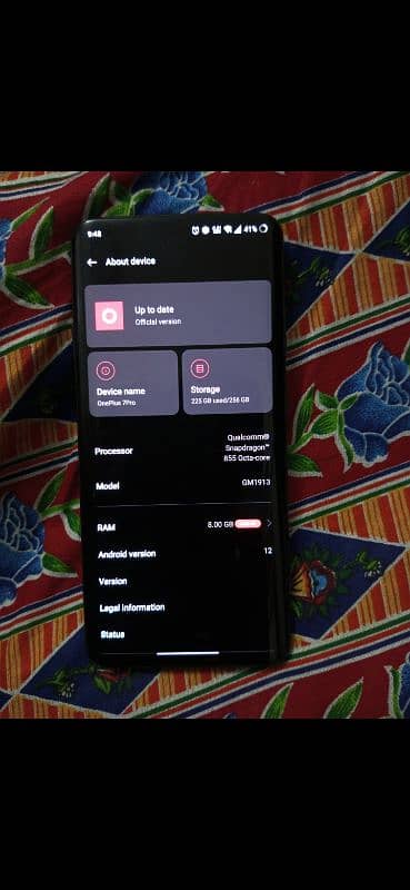 OnePlus 7 pro  8gb ram+(5extended) 256gb storag 4