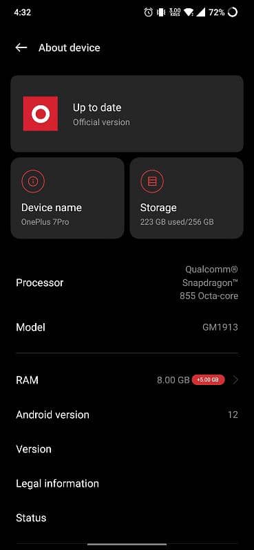 OnePlus 7 pro  8gb ram+(5extended) 256gb storag 5