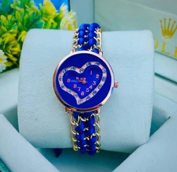 stylish women's quart's heart watch with chain strip 8