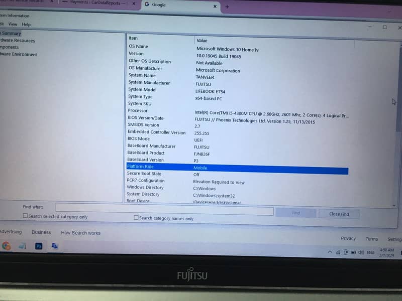 Fujitsu LifeBook E754 Laptop | Intel Core i5 4th Gen | 8GB RAM | 256GB 7