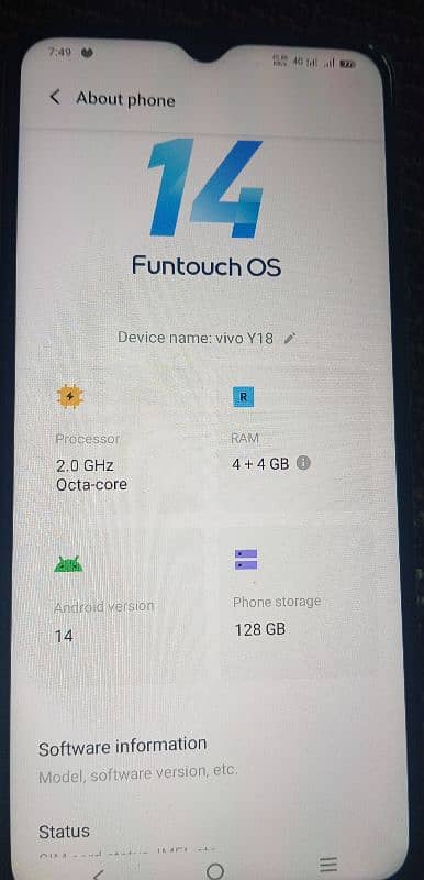 vivo y18 latest version 8/128 storage for sale 0