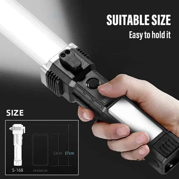 Rechargeable Flashlight with Safety Hammer 3