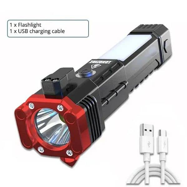 Rechargeable Flashlight with Safety Hammer 4