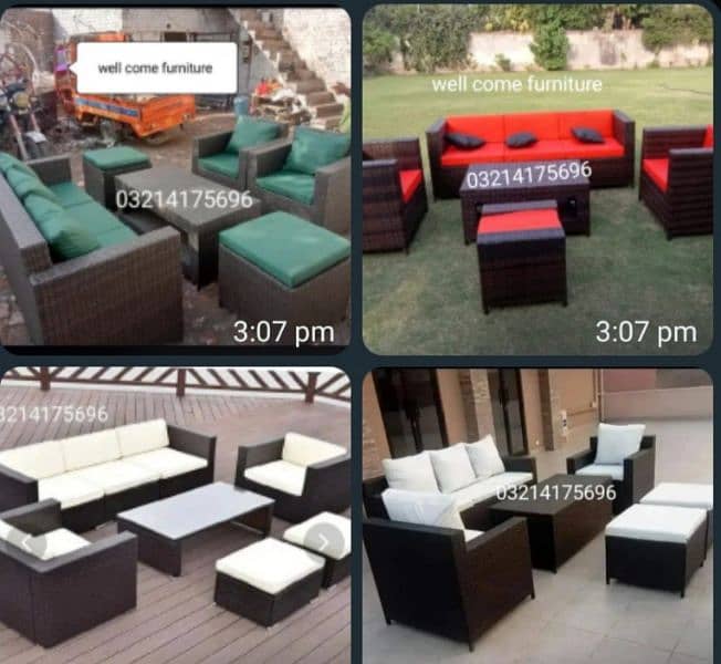 OUTDOOR GARDEN RATTAN UPVC FURNITURE SOFA SET CHAIRS TABLE UMBRELLA 1