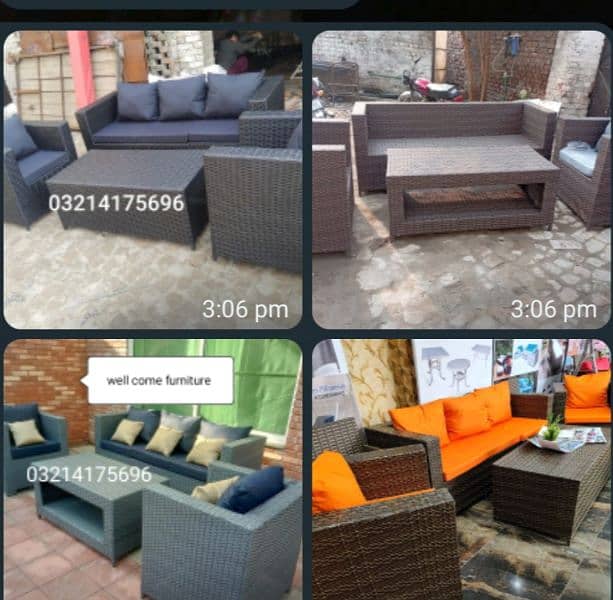 OUTDOOR GARDEN RATTAN UPVC FURNITURE SOFA SET CHAIRS TABLE UMBRELLA 2