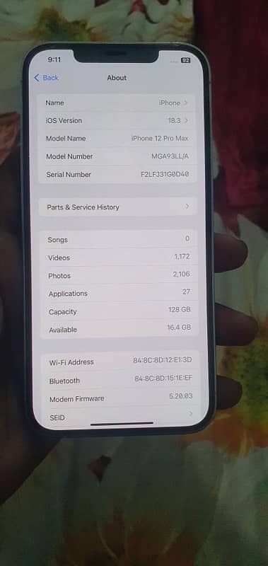 iphone 12 pro max 128GB jv with sim time 5