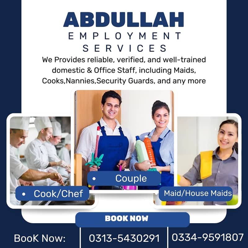 Cook ,Chef, Chienese Cook, Pakistani Cook, Maids, Driver ,Patient care 0