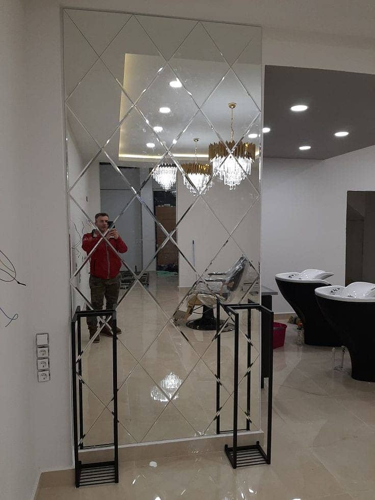 Glass works/Glass Doors/Mirror wall/Glass windows/Diamond shape mirro 5