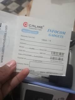 Calme mobile  new only open box with charge 11month wantary