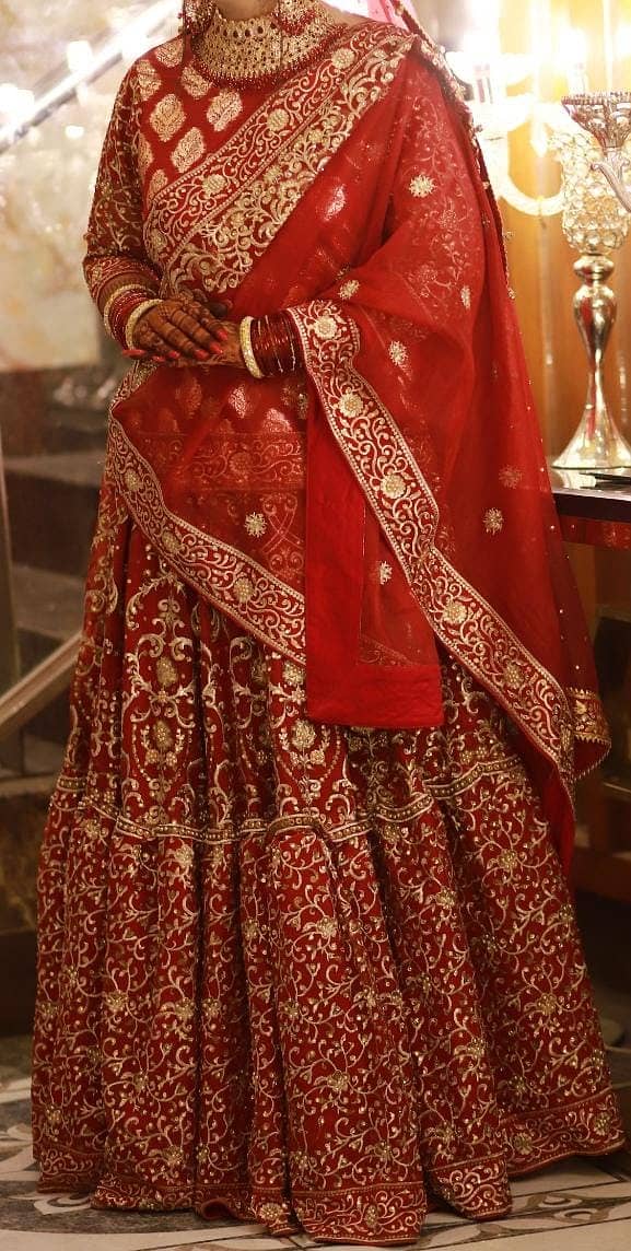 Wedding Dress for Sale – Red Double Dupatta Lehenga (Medium Size) 0