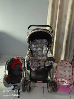 baby cot, stroller, baby bather