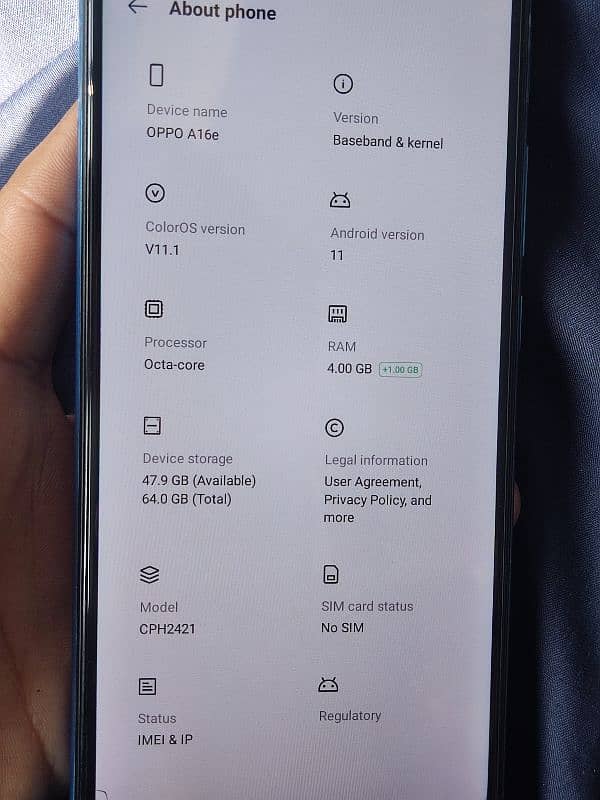 oppo A16e  4+1 64 gb.  لالیاں 2