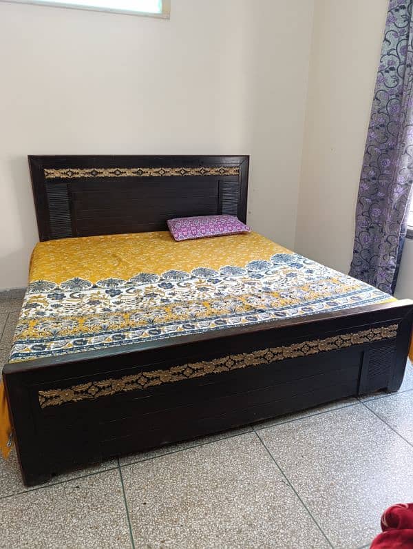 Wooden Double Bed with Mattress 0