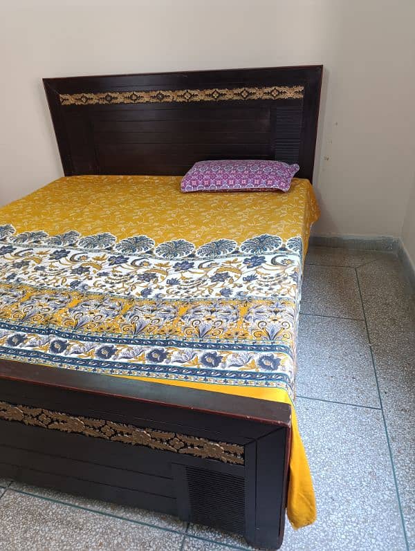 Wooden Double Bed with Mattress 2