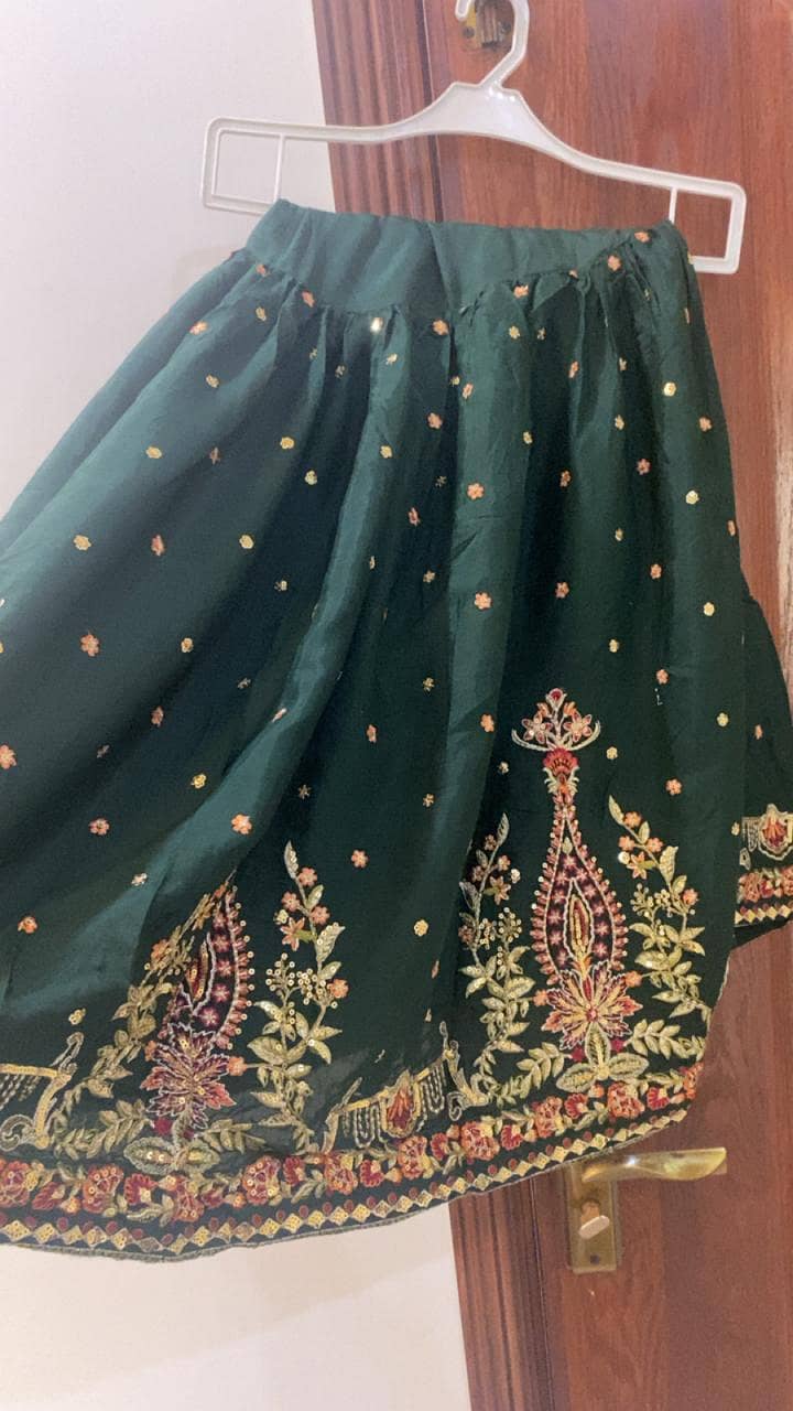 Bottle Green 3 Piece Embroidered Raw Silk Suit|Brand By Fabiha Fatima 2