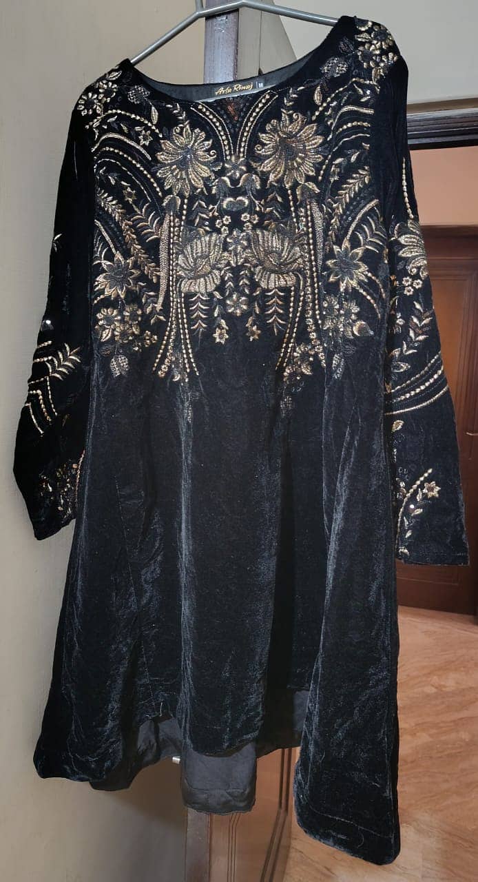 Riwaj Black Velvet Formal Wedding Shirt 0