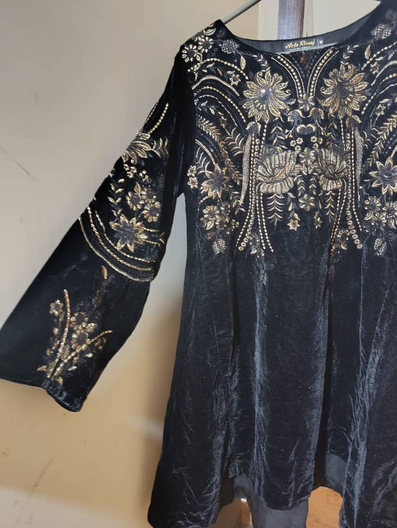 Riwaj Black Velvet Formal Wedding Shirt 1