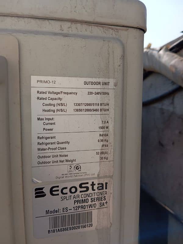 Ecostar 1 ton DC inverter heat and cool AC 4