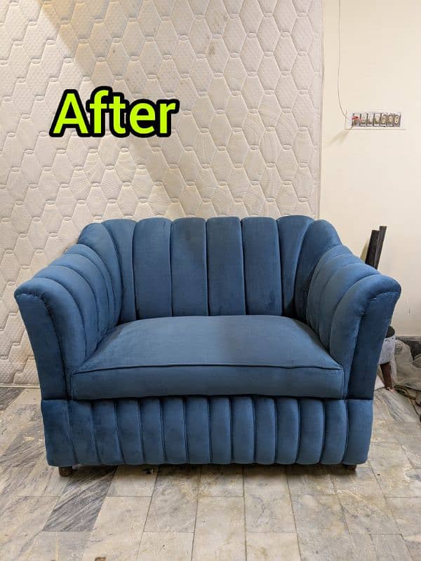 2 Seater Elegant Sofa in Blue Velvet. 8