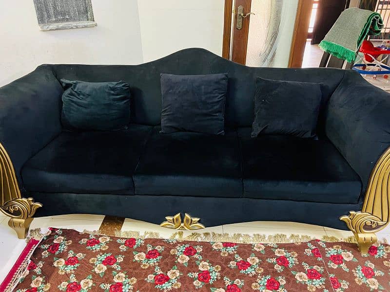 sofa set 6 seater black golden royal 3