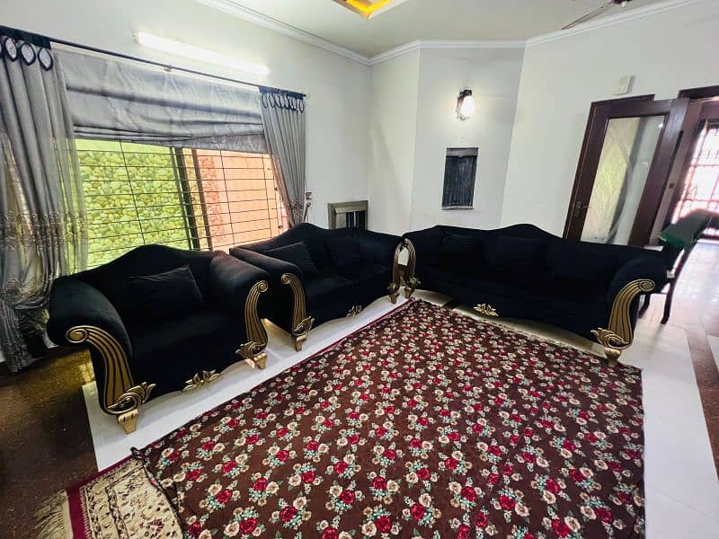 sofa set 6 seater black golden royal 6