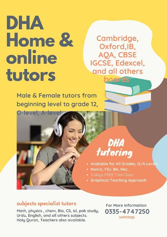 DHA Home and online tutors 0